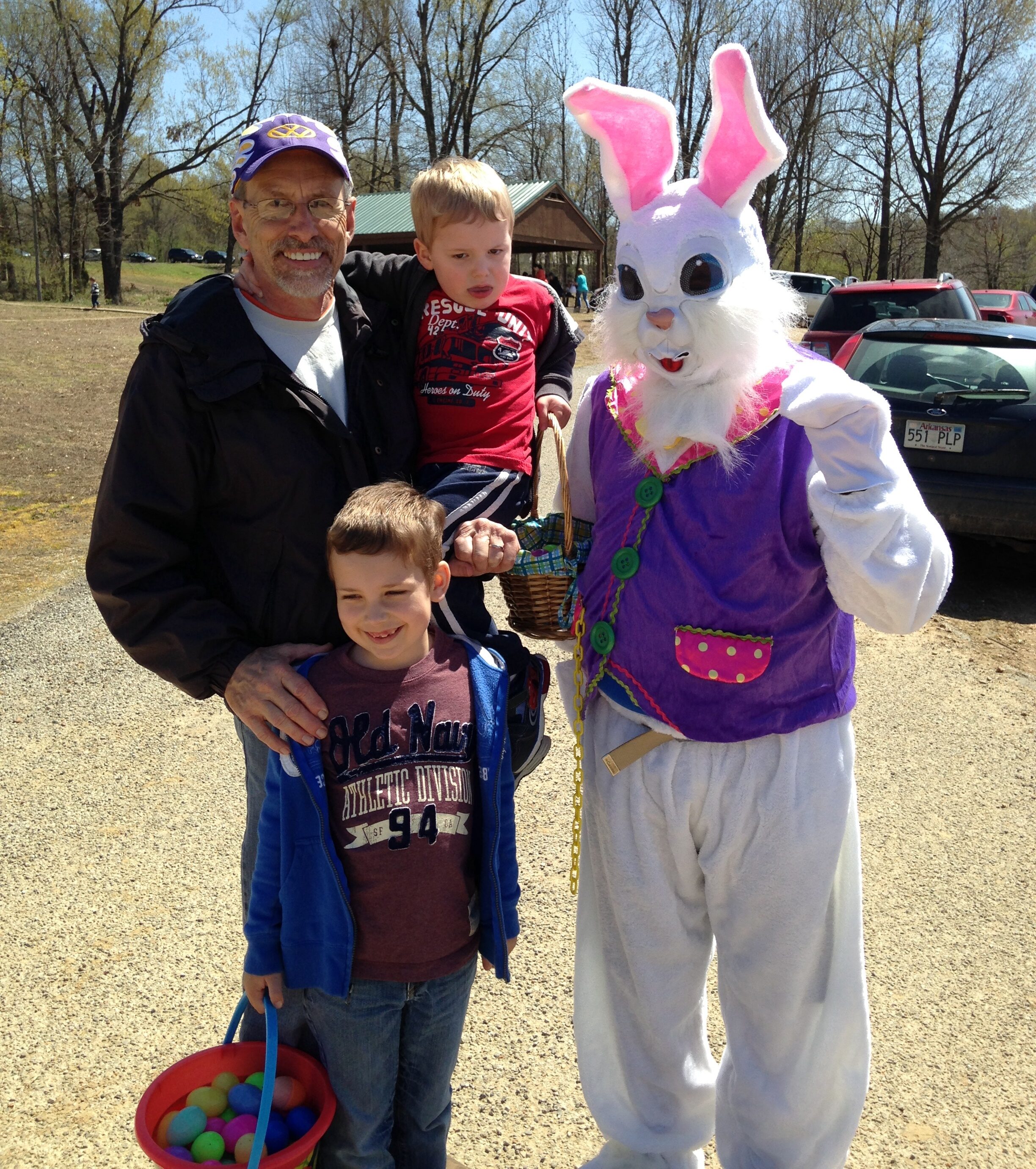 Mayor Shaw and two of his grand kids with the Easter Bunny.